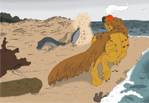 Now with color. I feel I've come a long way. I call this piece Beachcomber.